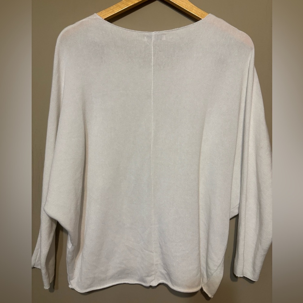 MADE IN ITALY Knit Lightweight Cotton Blend Sweater Top, Embroidered Design - Picture 2 of 7